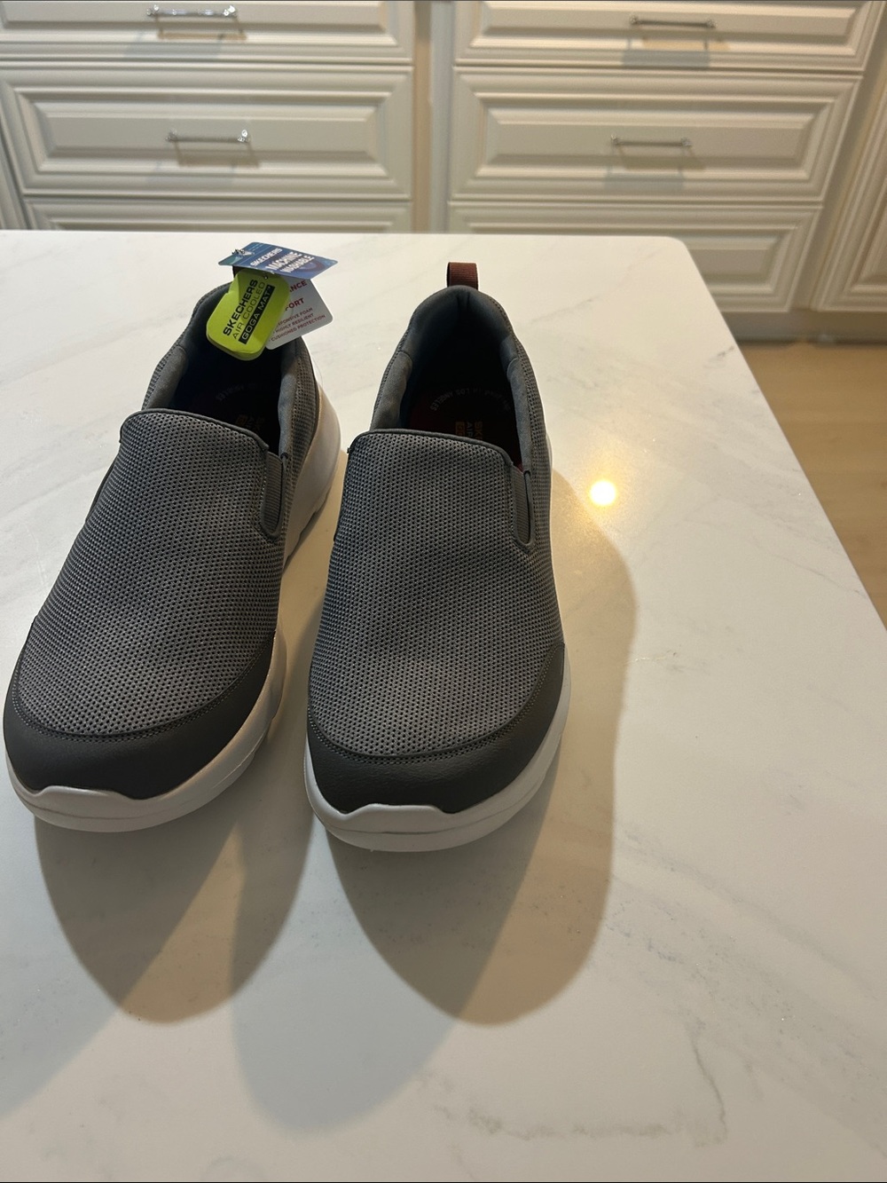 Skechers Men's Slip-On Loafers in Gray with White Sole